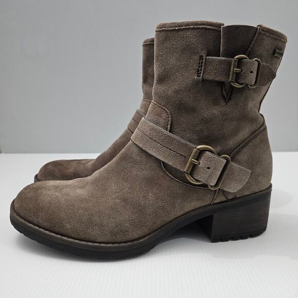 Comfortiva Barron Moto Boot Womens 10 Taupe Suede Leather Weatherproof Biker - Picture 1 of 16